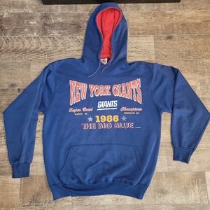 Vintage New York Giants 1986 Hoodie Sweatshirt Super Bowl XXI Double Sided USA